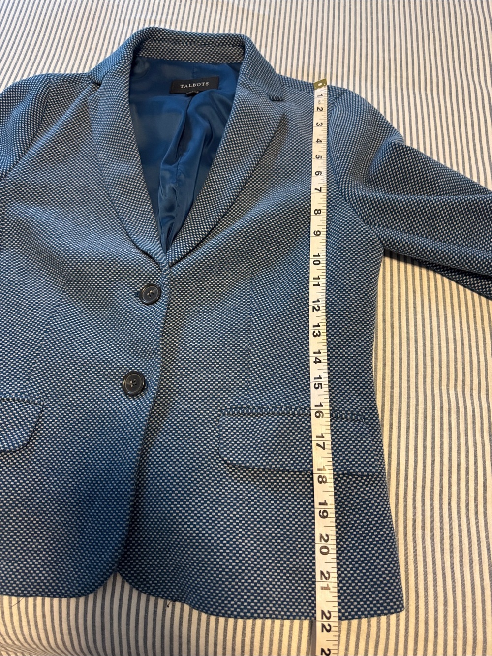 Talbots Blue Textured Two-Button Blazer - Picture 9 of 11
